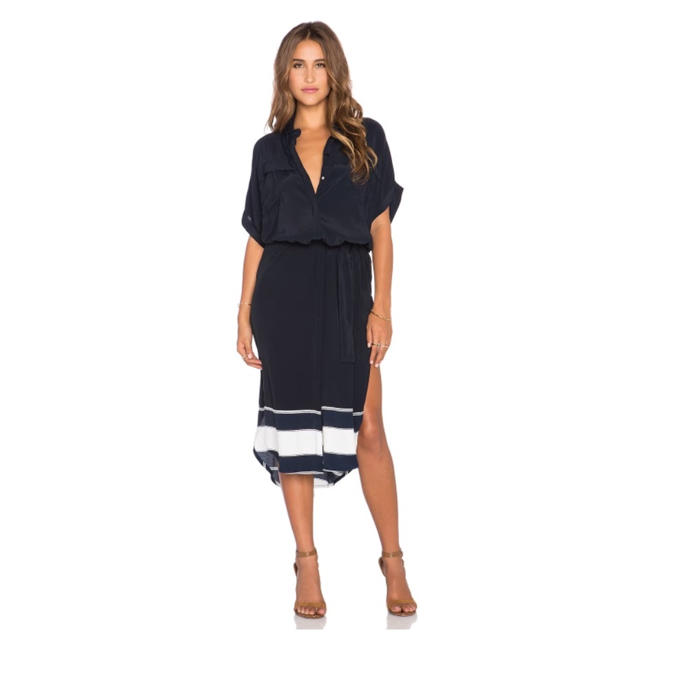 Faithfull the Brand Gigi Americana Stripe Border Shirt Dress